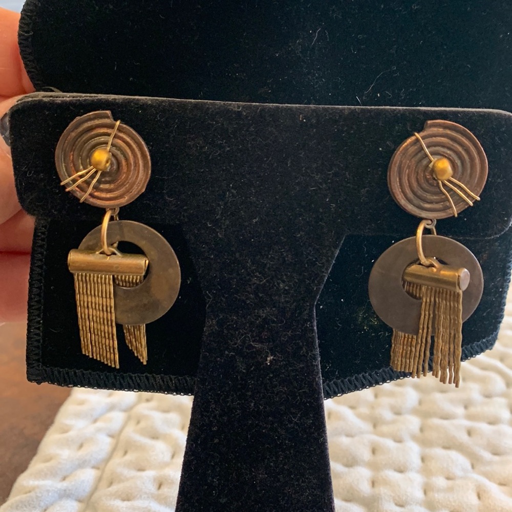 Handmade Artisan Studio Mixed Metal Patina Earrings-NWT